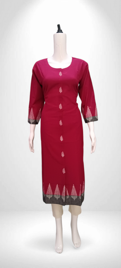 Ruby Elegance pink Cotton Kurti