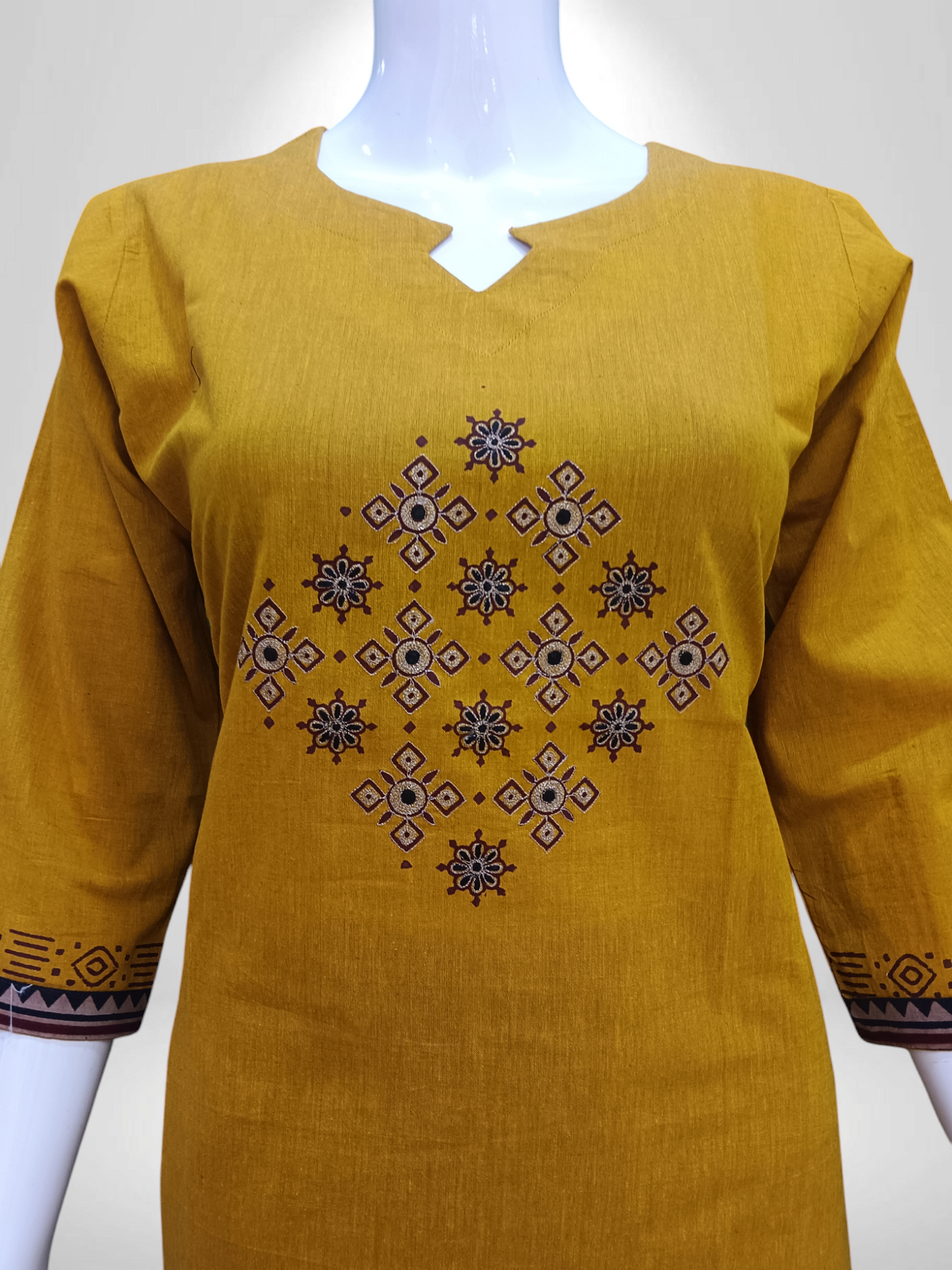 Noor embroidery dark Yellow kurti