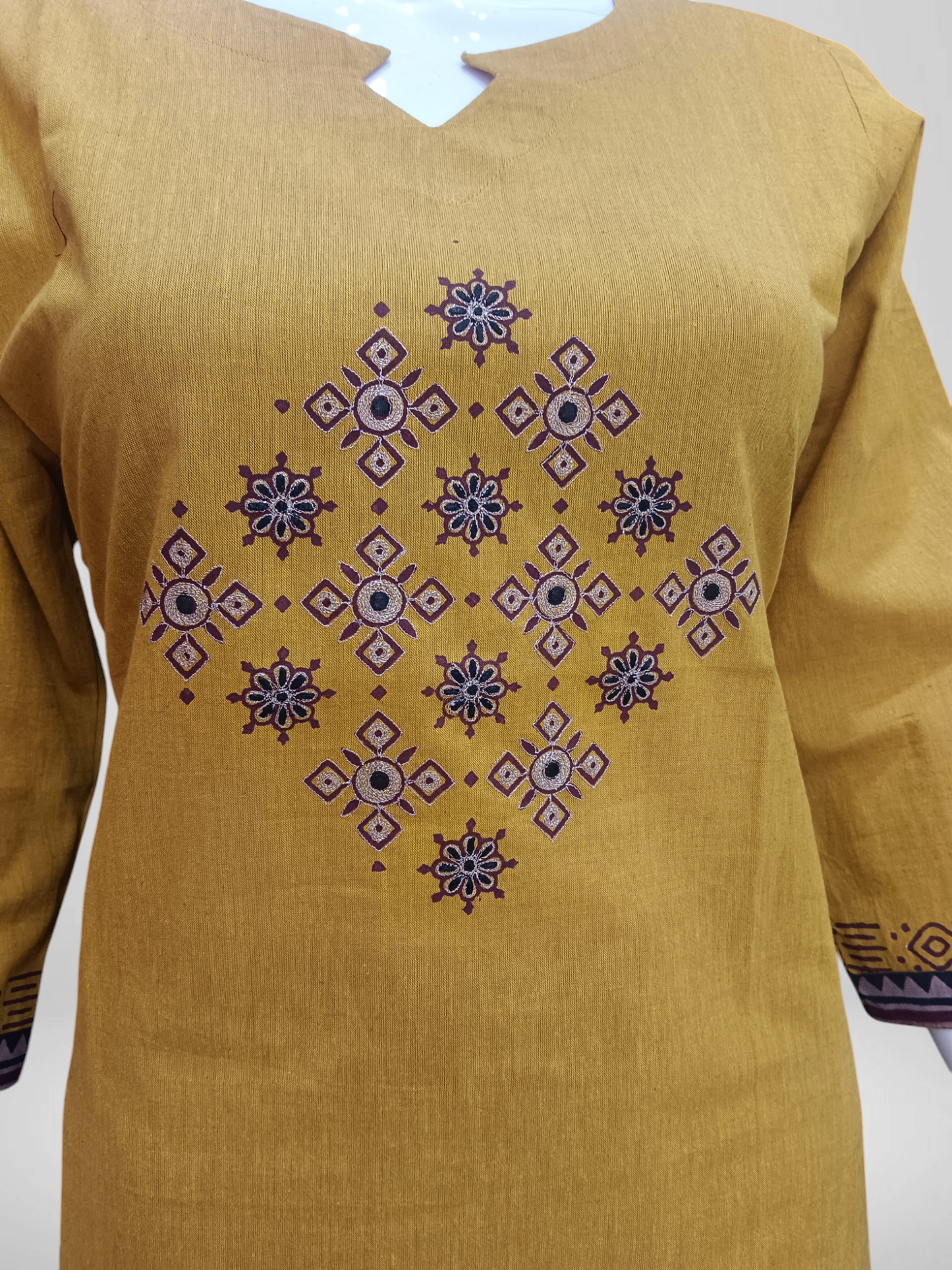 Noor embroidery dark Yellow kurti